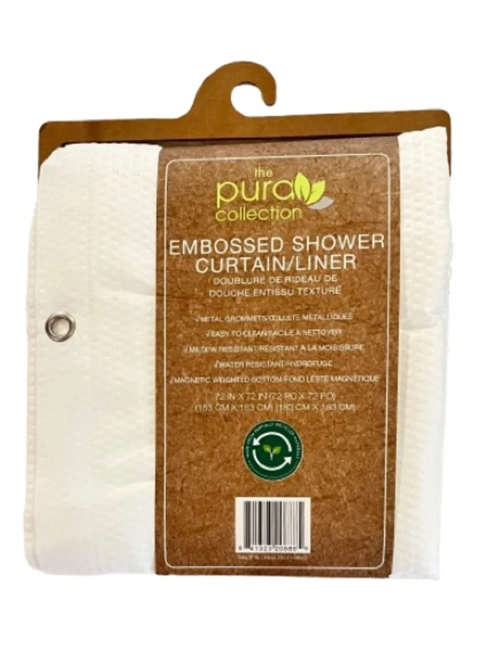 🆕- Set of 2-Pura Collection Embossed Shower Curtain/Liner & Set/12 Shower Hooks